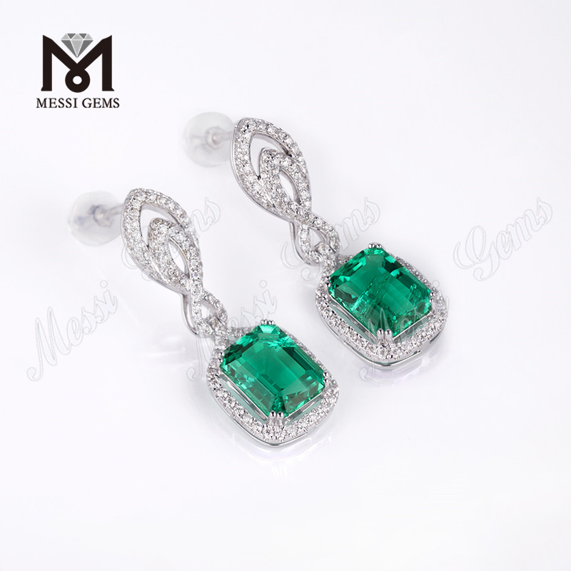 emerald earrings 2.87ct 18K White Gold festival gift for mother