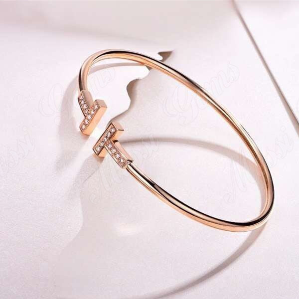 Big-name 14k 18k rose gold full moiddanite diamond bracelet with factory price