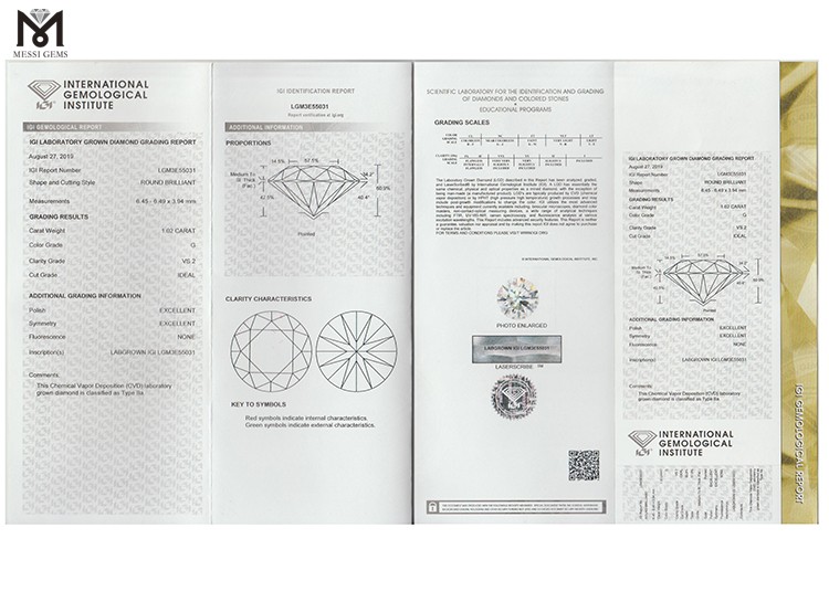 1.02 carat diamond white G VS2 IDEAL carat lab grown diamond